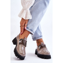 S.Barski Lakované Boty S Ornamenty šedá Keily 2