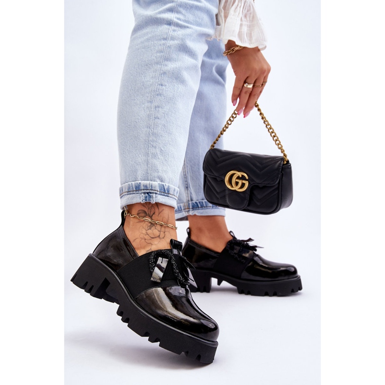 S.Barski Lakované Brogues S Ornamenty Black Keily černý 1