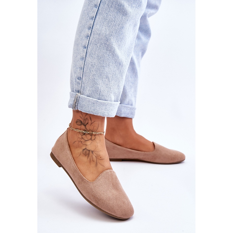 BM Klasické semišové béžové baleríny Nash béžový 2