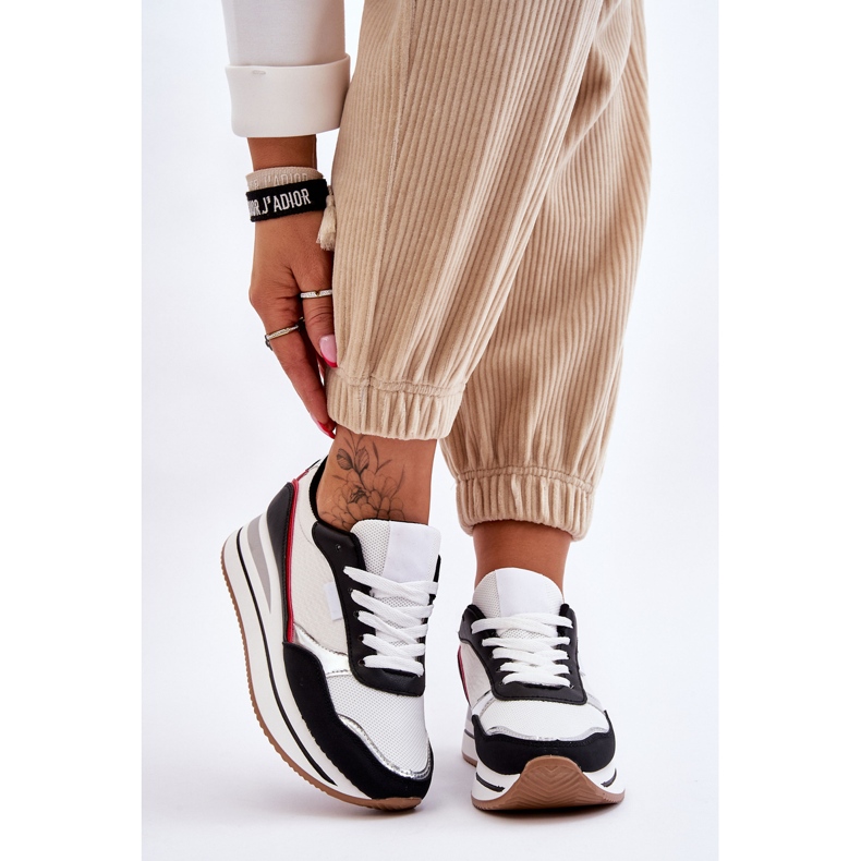 BM Dámské Tenisky na Klínu A Platformě Bílá A Černá Allen bílý 1