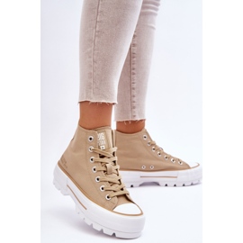 Vysoké textilní tenisky na platformě Big Star LL274160 béžové béžový 1