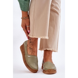 Lemar Dámské kožené espadrilky na klínu Green Hadlee zelený 1