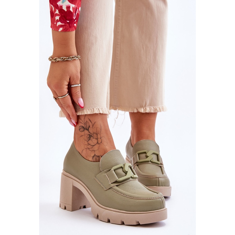 Lemar Elegantní Brogues Na Podpatku Se Zelenou Harmell Dekorací zelený 1
