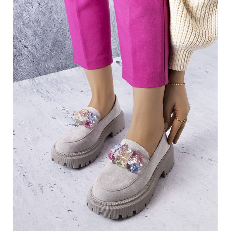 PA1 Šedé brogy s krystaly od Levasseur šedá 1