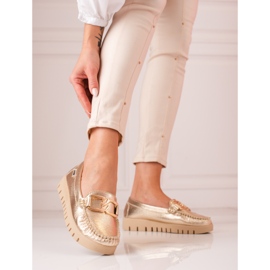 Zlaté dámské mokasíny na platformě Shelovet zlatý 2