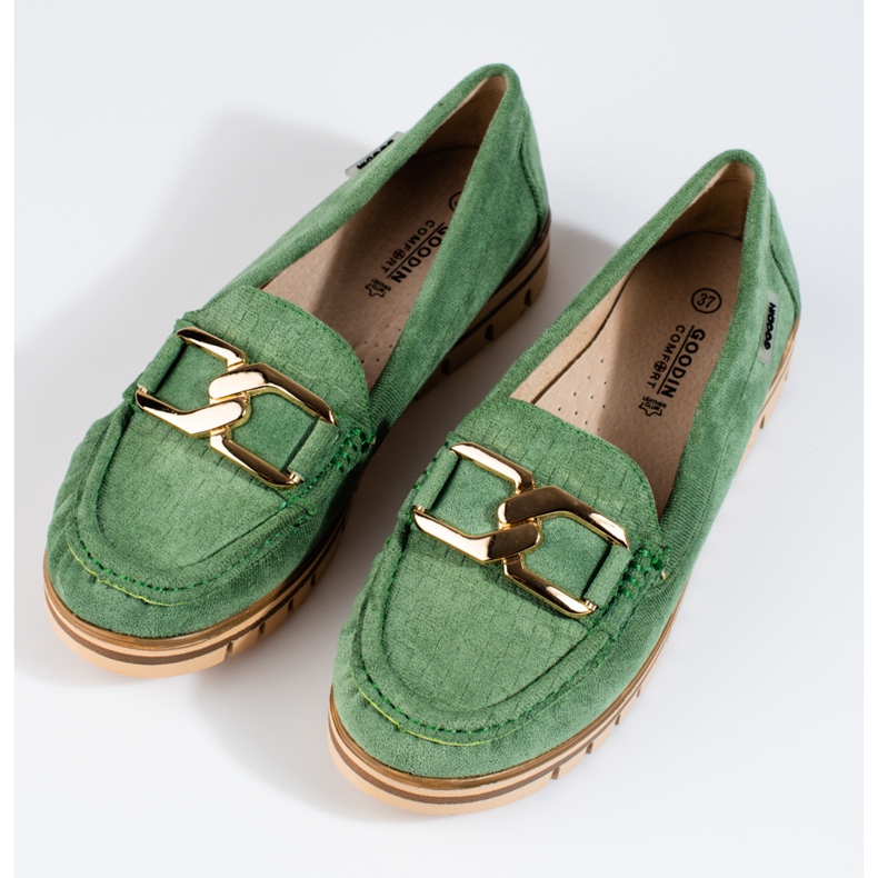 SHELOVET Dámské semišové mokasíny Shelobvet zelené barvy zelená 1