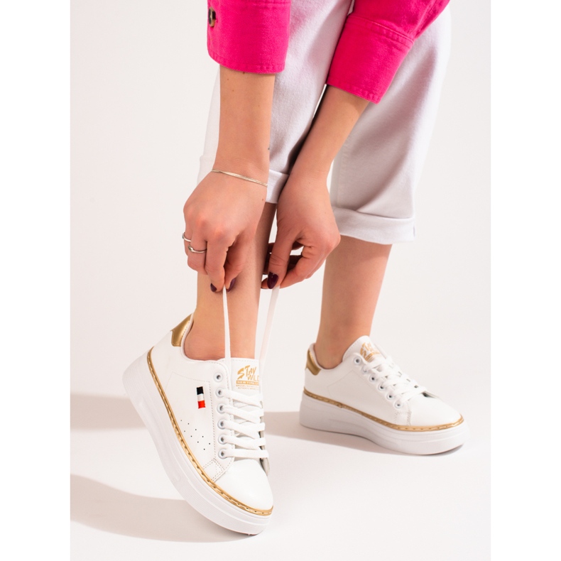 W. Potocki Bílé sportovní boty na platformě Potocki bílý 1