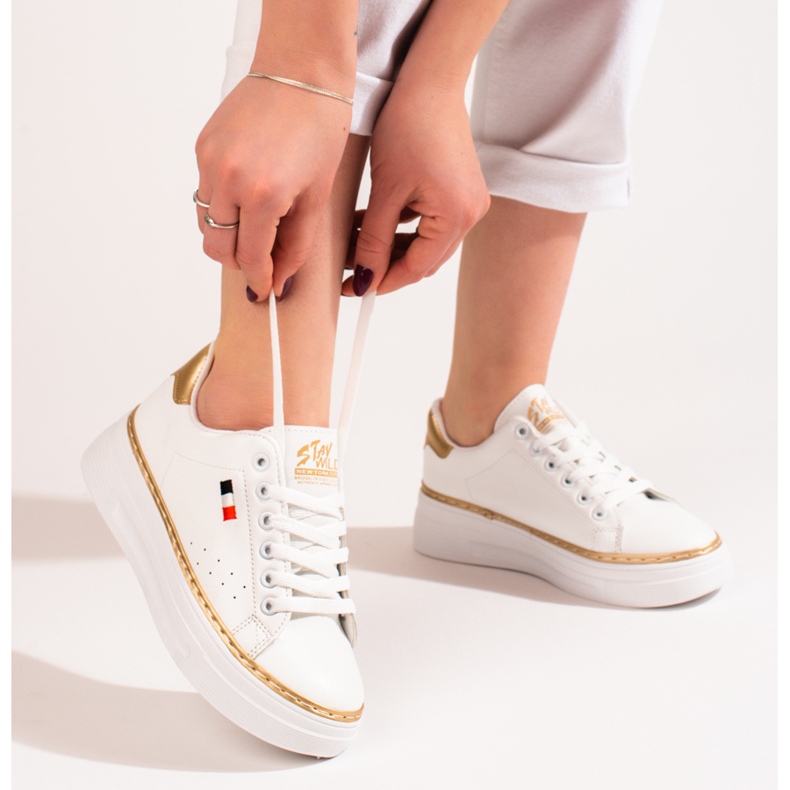 W. Potocki Bílé sportovní boty na platformě Potocki bílý 2