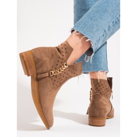 Jarní dámské béžové prolamované kozačky Vinceza béžový 2