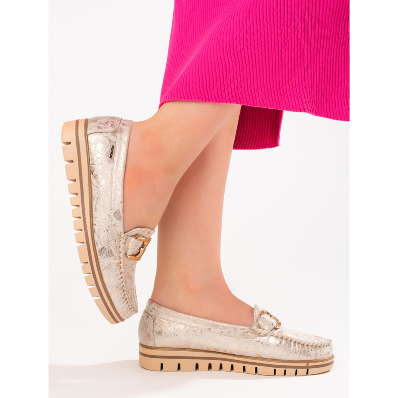 Dámské béžové mokasíny na platformě Shelovet béžový zlatý 1
