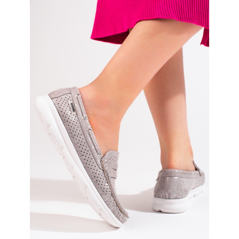 Dámské semišové mokasíny Shelovet šedé barvy šedá 2