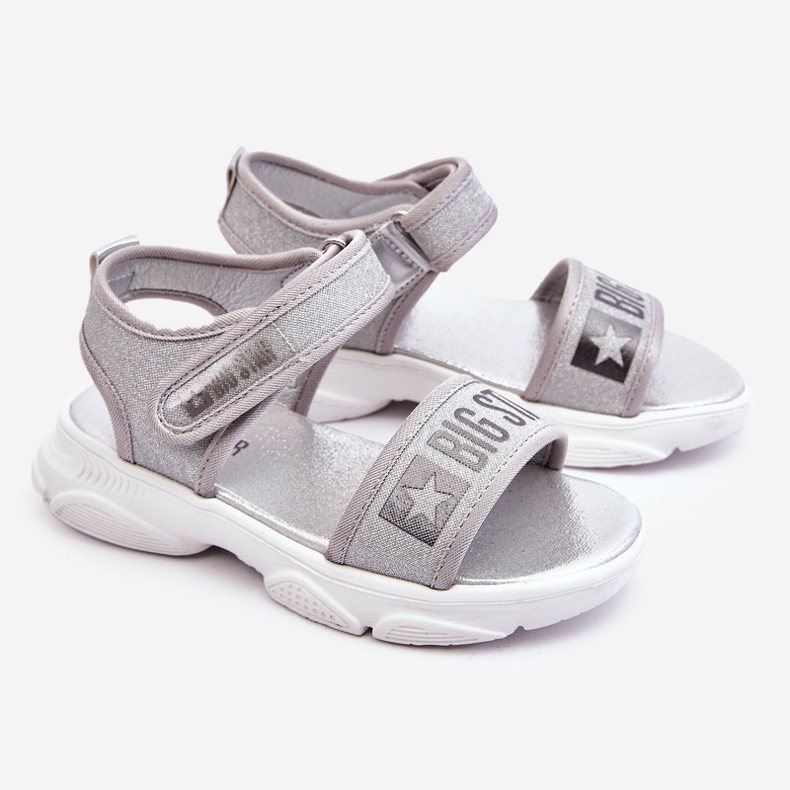 Dětské sandály na suchý zip Big Star LL374194 Silver stříbro 1