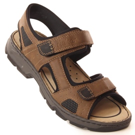 Pohodlné pánské hnědé sandály na suchý zip Rieker 26156-25 hnědý 1