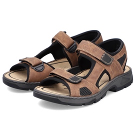 Pohodlné pánské hnědé sandály na suchý zip Rieker 26156-25 hnědý 8