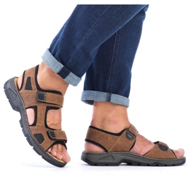 Pohodlné pánské hnědé sandály na suchý zip Rieker 26156-25 hnědý 13
