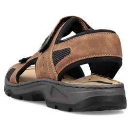 Pohodlné pánské hnědé sandály na suchý zip Rieker 26156-25 hnědý 5