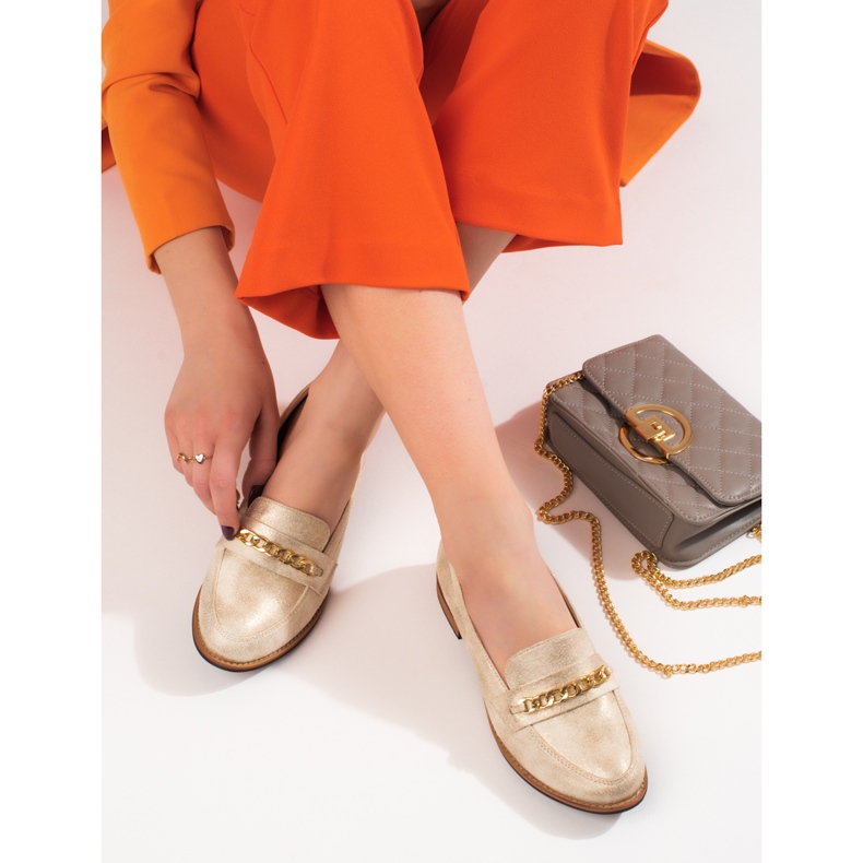 Klasické dámské mokasíny Shelovet zlaté béžový 1