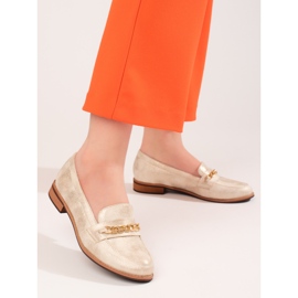 Klasické dámské mokasíny Shelovet zlaté béžový 2