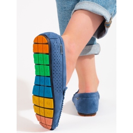 Dámské prolamované semišové mokasíny Shelovet modré modrý 2