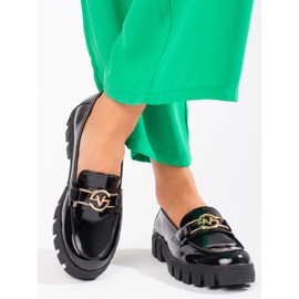 Dámské lakované mokasíny Vinceza na platformě černé černý 1
