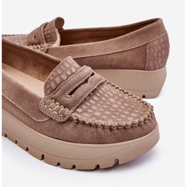 Lemar Milana Suede Platform Loafers Dark Beige béžový 1