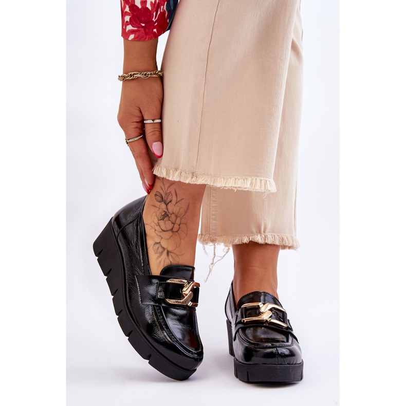 Lemar Black Felicita Patent Wedge Mokasíny černá 1