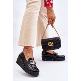 Lemar Black Felicita Patent Wedge Mokasíny černý 2