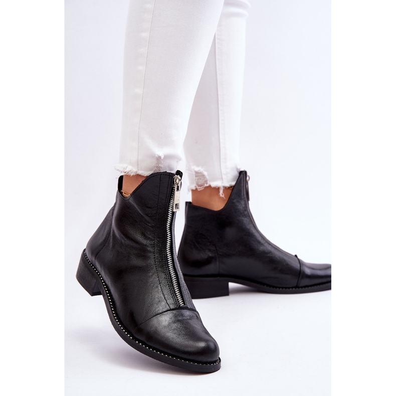 Kožené kozačky na zip Nicole 2785/037 Černá černý 2