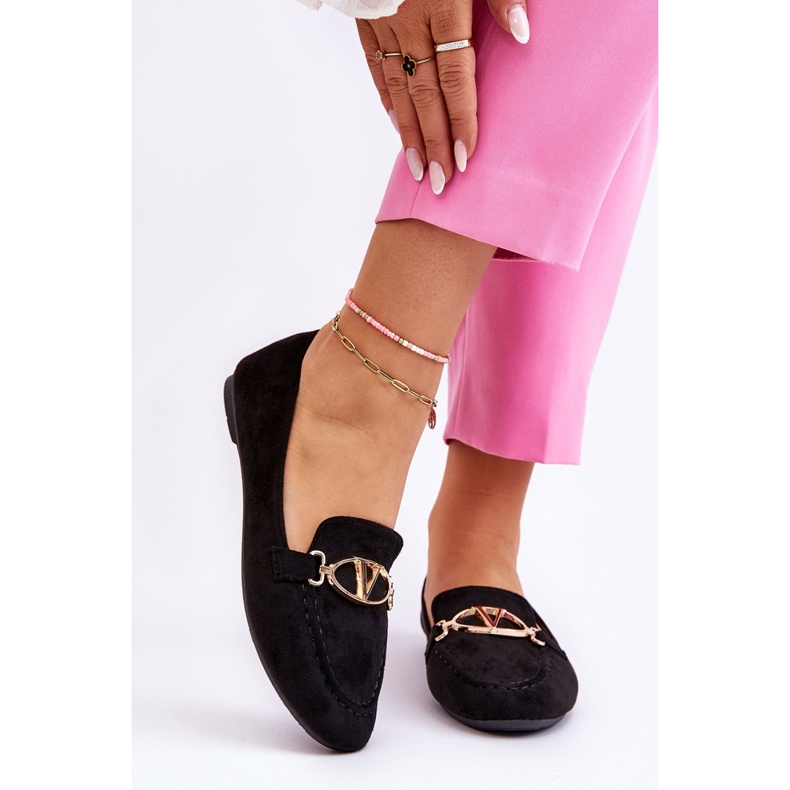 Vinceza černé rákosové semišové mokasíny s dekorativním prvkem černá 1