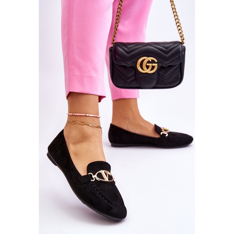 Vinceza černé rákosové semišové mokasíny s dekorativním prvkem černá 2