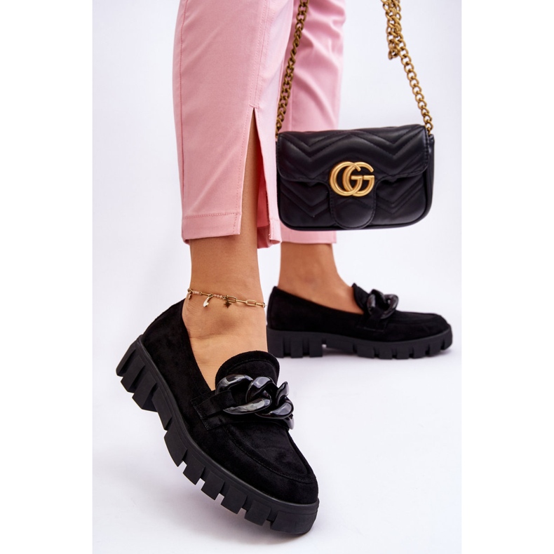 Vinceza Dámské semišové mokasíny na platformě Black Bennett černá 2