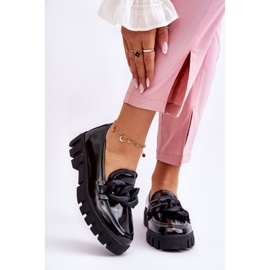 Vinceza Dámské lakované mokasíny na platformě Black Bennett černá 1