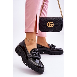 Vinceza Dámské lakované mokasíny na platformě Black Bennett černý 2