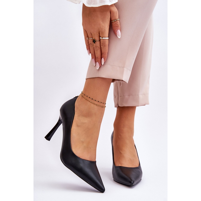 Vinceza Kožené klasické vysoké podpatky černé Kelsey černá 1