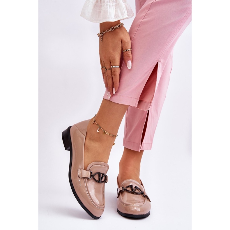 Vinceza Patentované béžové mokasíny Marra s plochým podpatkem béžový 1