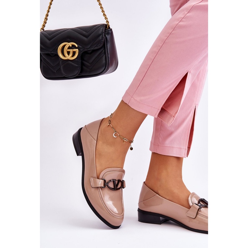 Vinceza Patentované béžové mokasíny Marra s plochým podpatkem béžový 2