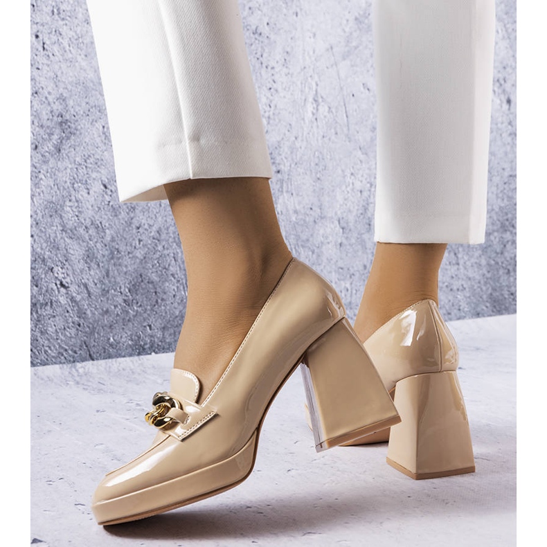 Béžové lakované lodičky Vinceza béžový 1