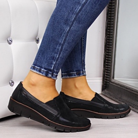 Kožené dámské boty, nazouvací černé Helios 350 černá 2