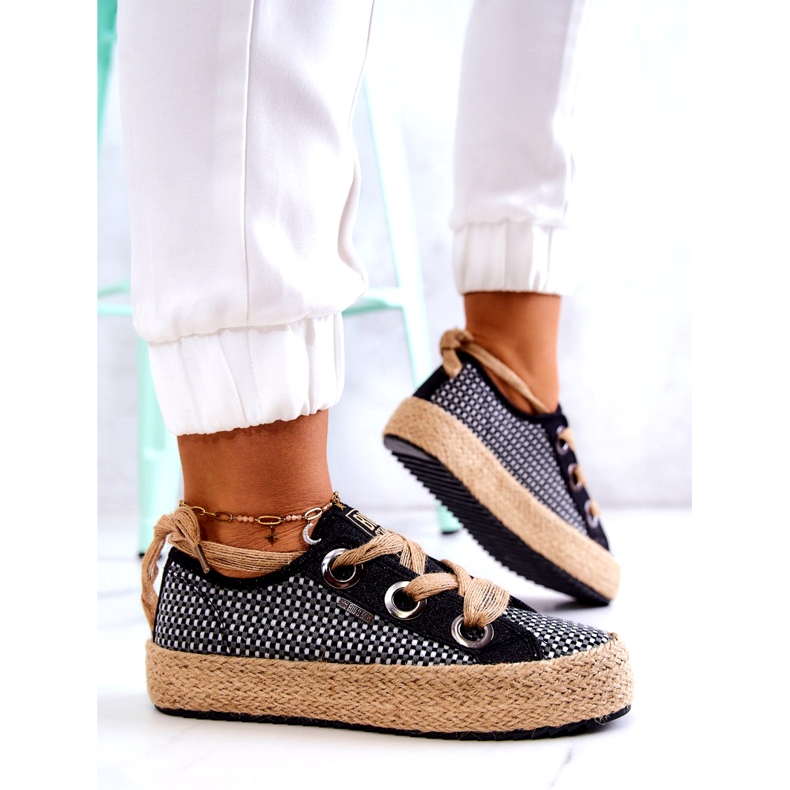 Dámské pletené tenisky Big Star JJ274393 Black béžový černá 4