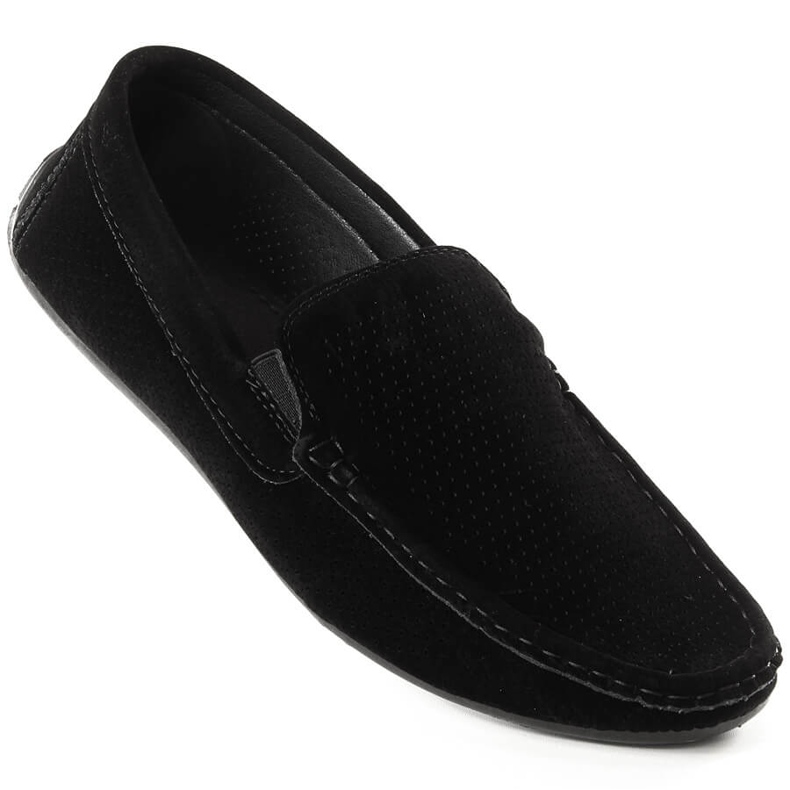 News Novinky 4873 pánské prolamované černé semišové slip-on mokasíny černý 1