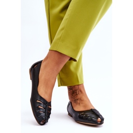 Lemar Pohodlné kožené baleríny pro ženy černá Luka černý 2