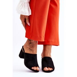 Vinceza Dámské semišové pantofle na vysokém podpatku Black Carter černá 1