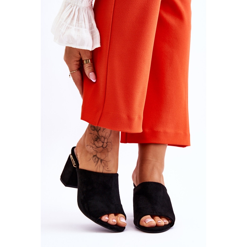 Vinceza Dámské semišové pantofle na vysokém podpatku Black Carter černá 1