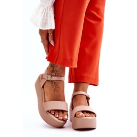 Vinceza Dámské nahé sandály Casen s robustní platformou růžový 1