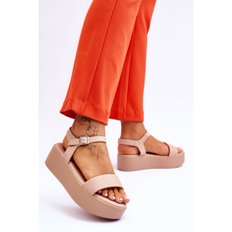 Vinceza Dámské nahé sandály Casen s robustní platformou růžový 2