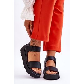Vinceza Dámské kožené sandály na platformě Black Katte černá 1