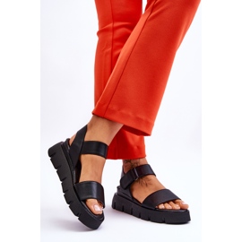 Vinceza Dámské kožené sandály na platformě Black Katte černá 2