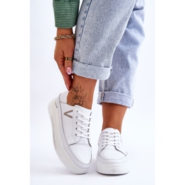 Vinceza Dámská kožená sportovní obuv na platformě bílá Saul bílý 1