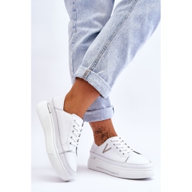 Vinceza Dámská kožená sportovní obuv na platformě bílá Saul bílý 2