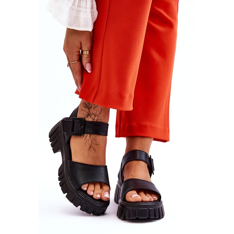 Vinceza Dámské kožené ploché sandály Black Dean černá 1